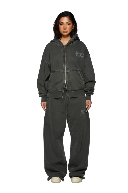Broken Planet Washed Soot Zip Up Hoodie - Black - Image 4