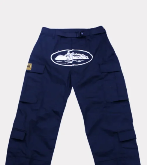 Corteiz Guerillaz Cargo Pants Navy - Image 3