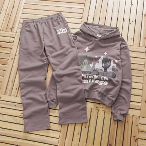 Brown Broken Planet Hoodie - Image 10